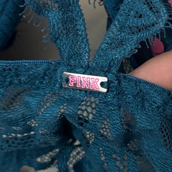 Victoria's Secret pink date raserback push-up bra shini blue hade lace NWT - Picture 4 of 6